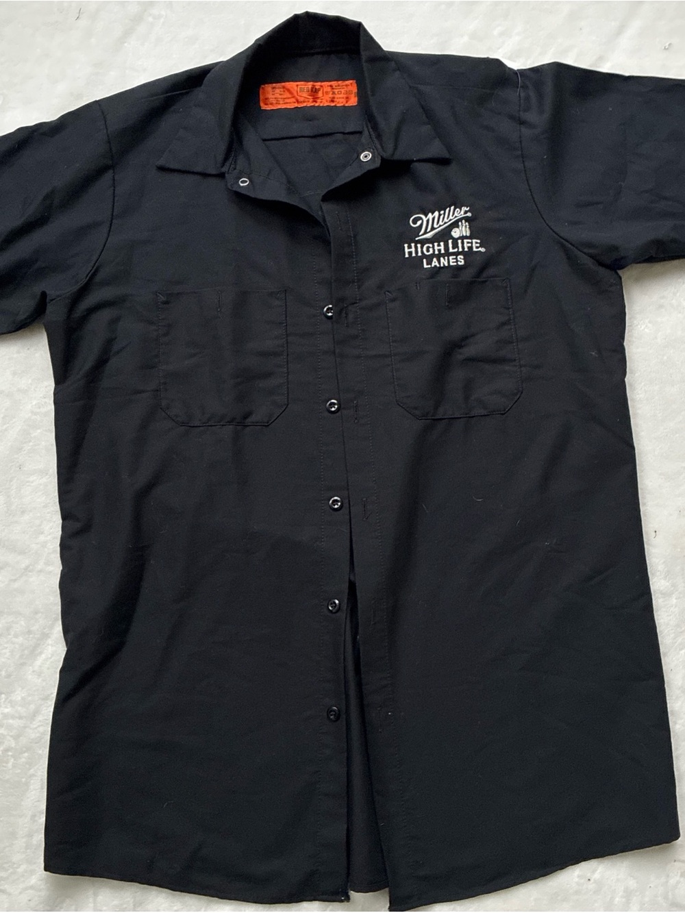 High Life Black Short-Sleeve Work Shirt/bowling shirt